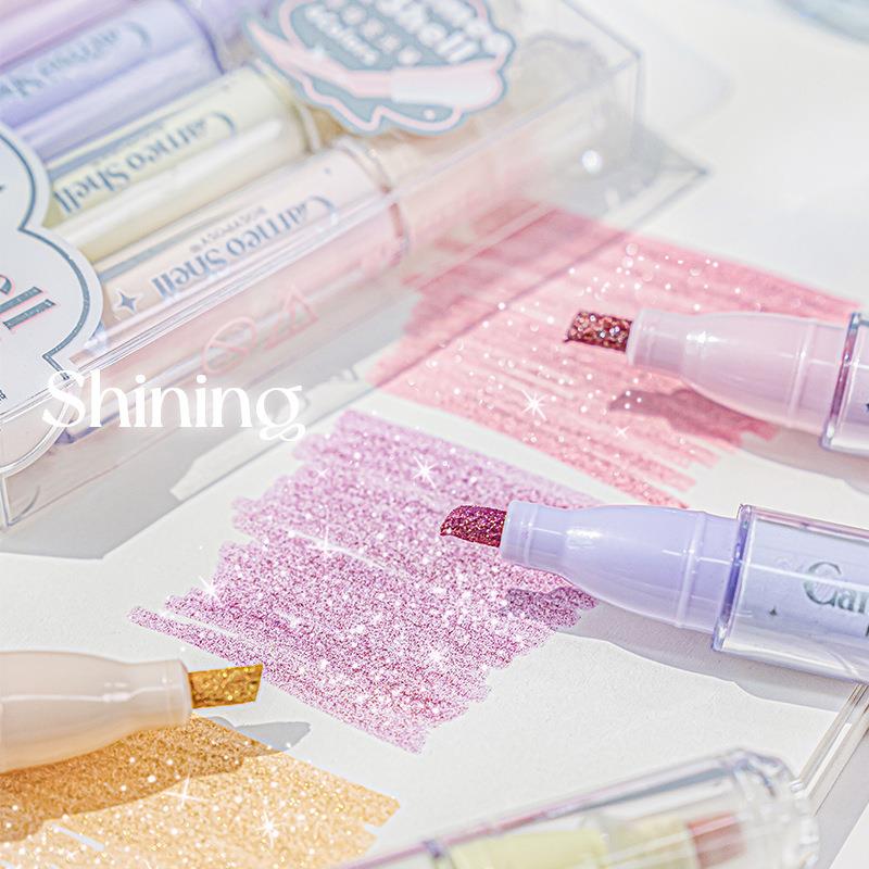 Highlighter Set Pastel - 4 Renk/Set Glitter Fosforlu Kalemler Kalem