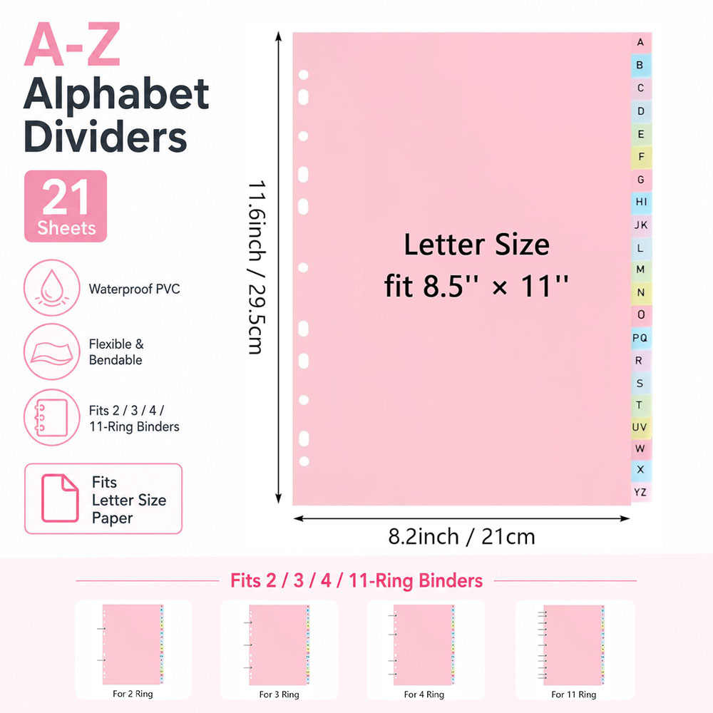 21 Sayfa A-Z Alfabe Bölücü, Su - Index Tab Divider incelemesi ve fiyatı